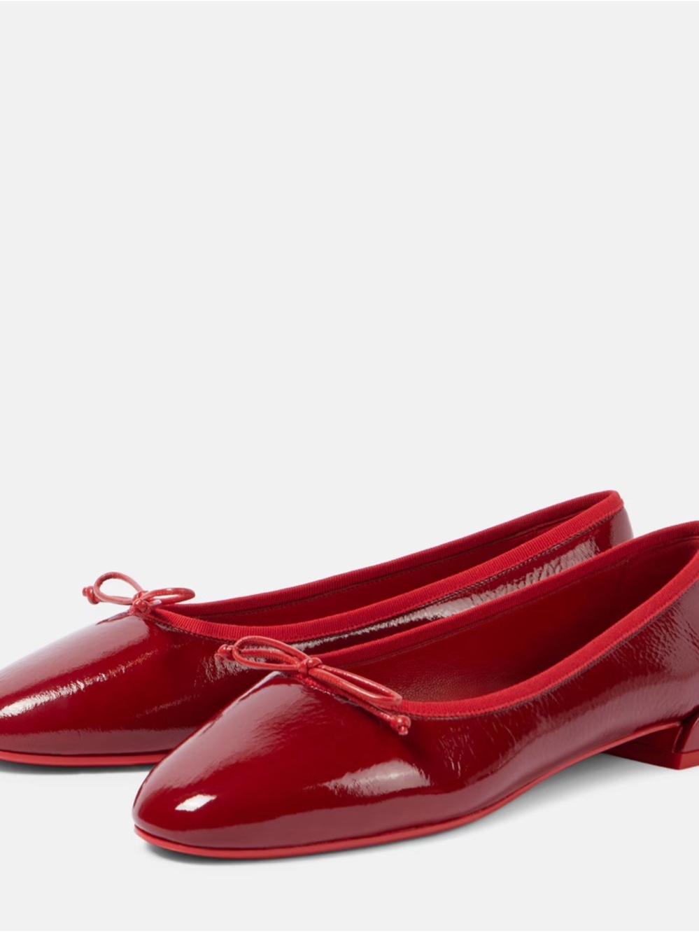 Christian Louboutin Glossy Red Patent Ballet Flats with Bow Trim size 40 - Picture 2 of 12